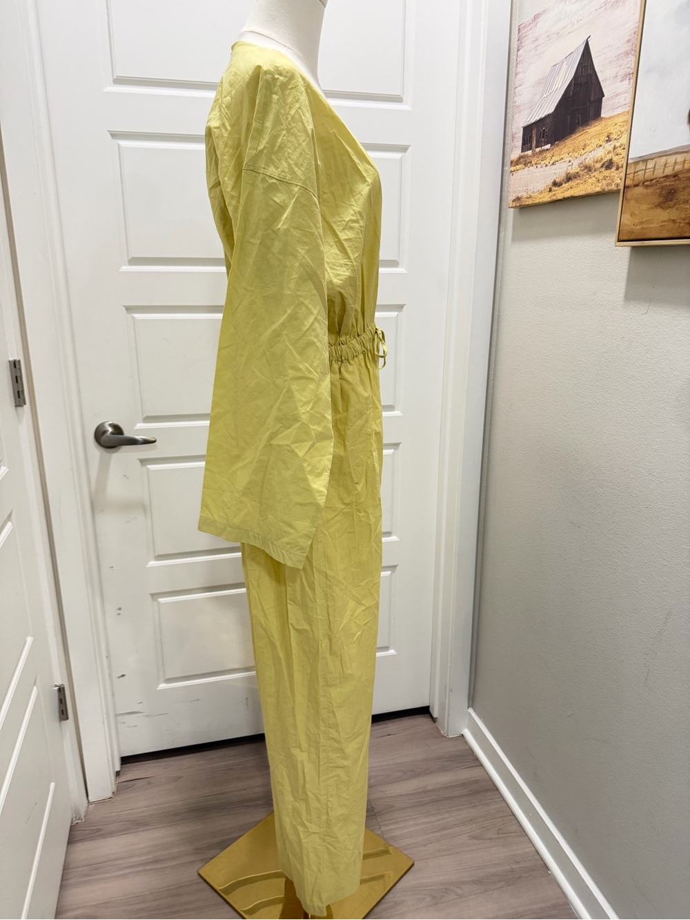 Zara Women's Pistachio Green Wide-Leg Jumpsuit with Drawstring Waist NWT - Picture 6 of 10
